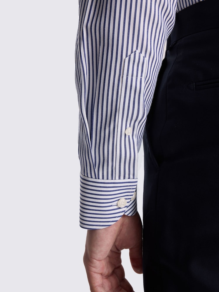 Теңіз көк - MOSS Tailored Fit Stripe Non-Iron Shirt - 2суретінің 2 суреті