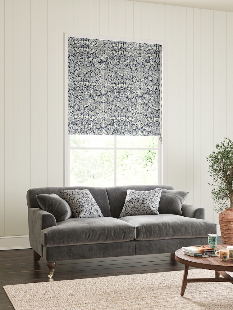 William Morris At Home Indigo Blue Sunflower Made To Measure Roller Blind - Image 2 of 6