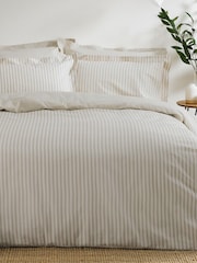 Yard Natural Hebden Striped 100% Cotton Duvet Cover and Pillowcase Set - Image 1 of 3