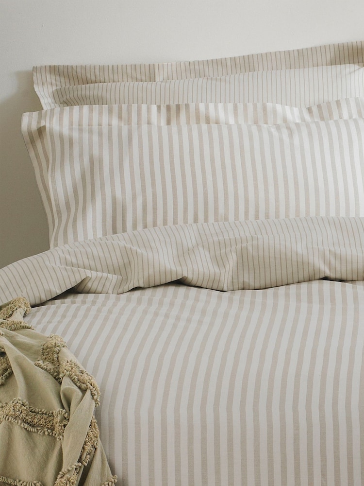 Yard Natural Hebden Striped 100% Cotton Duvet Cover and Pillowcase Set - Image 2 of 3
