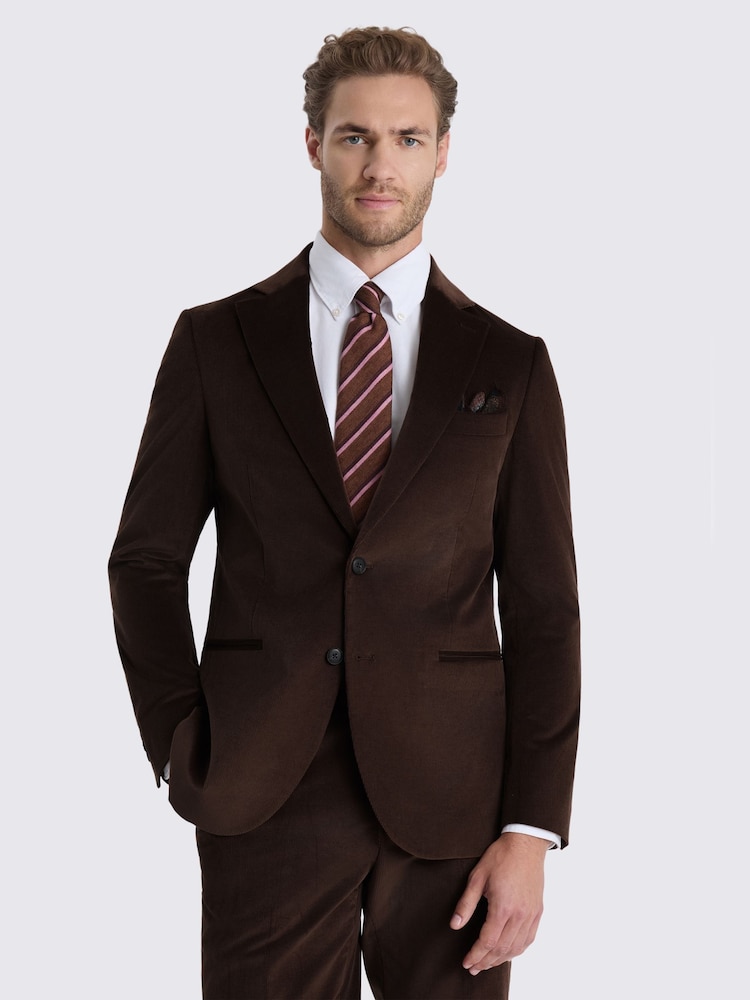 MOSS Brown Tailored Fit Corduroy Suit Jacket - Image 1 of 4 MOSS Brown Tailored Fit Corduroy Suit Jacket - Image 1 of 4