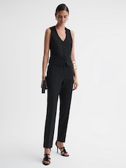 Reiss Black Alia Single Breasted Satin Suit Waistcoat - Image 3 of 4