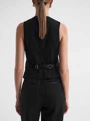 Reiss Black Alia Single Breasted Satin Suit Waistcoat - Image 4 of 4