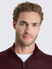 MOSS Red Merino-Blend Zip-Neck Jumper - Image 3 of 4