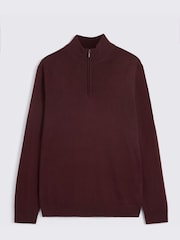 MOSS Red Merino-Blend Zip-Neck Jumper - Image 4 of 4