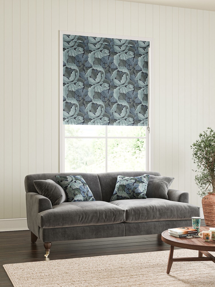 William Morris At Home Indigo Blue Acanthus Made To Measure Roller Blind - Image 2 of 6