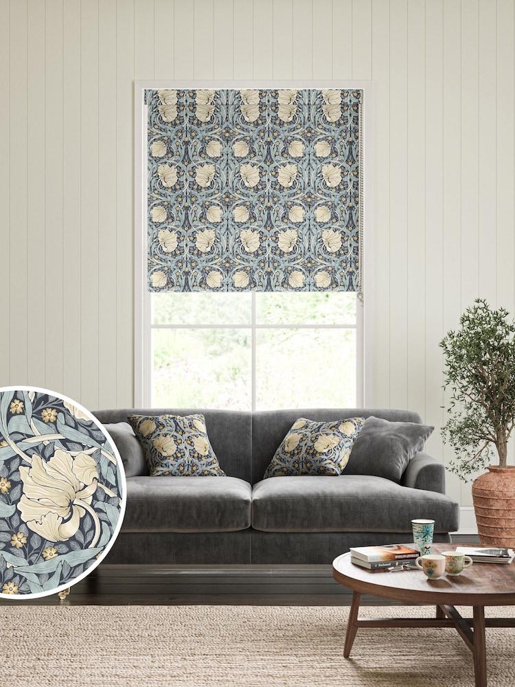 William Morris At Home Indigo Blue Pimpernel Made To Measure Roller Blind - Image 1 of 6
