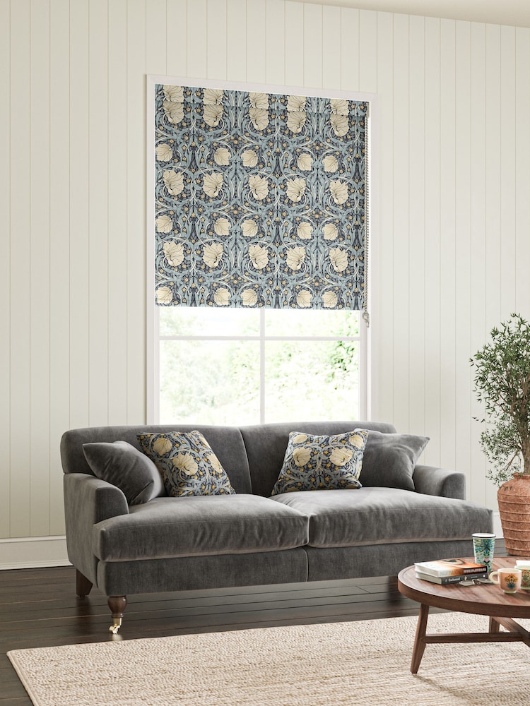 William Morris At Home Indigo Blue Pimpernel Made To Measure Roller Blind - Image 2 of 6