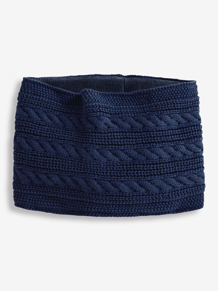 JoJo Maman Bébé Navy Kids' Cable Knit Neck Cosy Scarf - Image 1 of 3