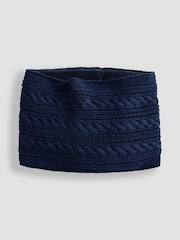 JoJo Maman Bébé Navy Kids' Cable Knit Neck Cosy Scarf - Image 2 of 3