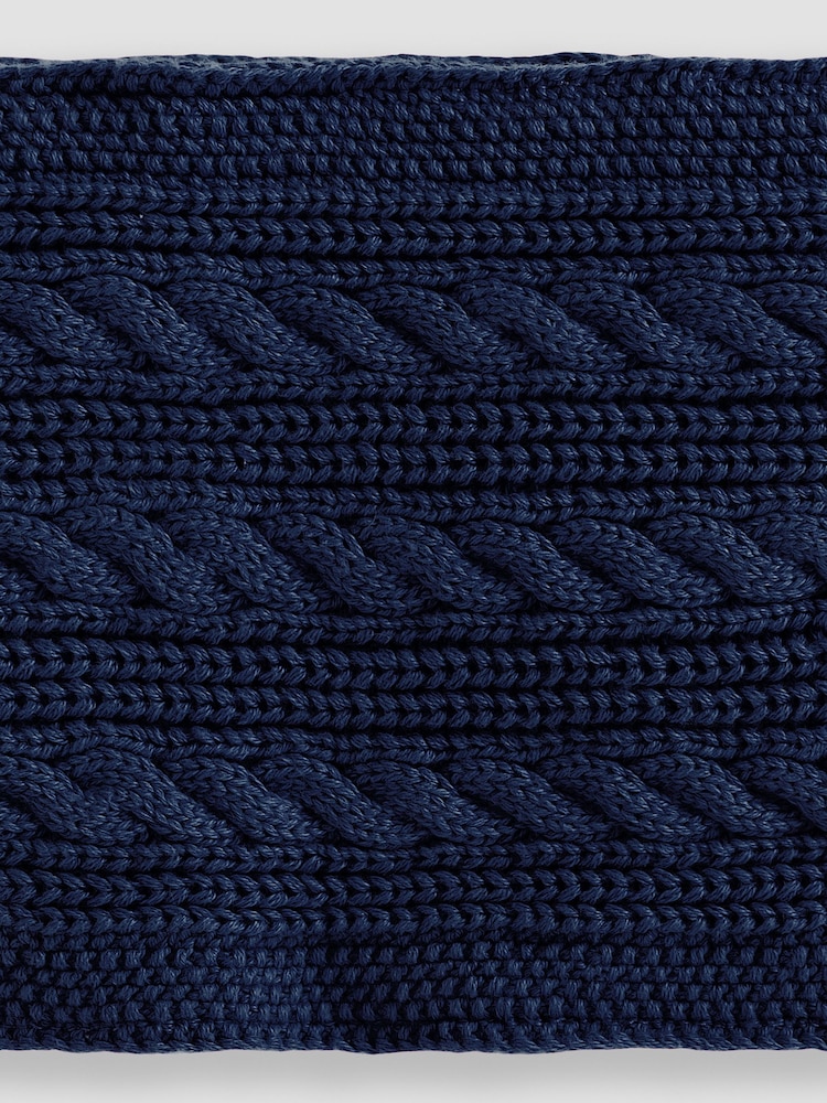 JoJo Maman Bébé Navy Kids' Cable Knit Neck Cosy Scarf - Image 3 of 3