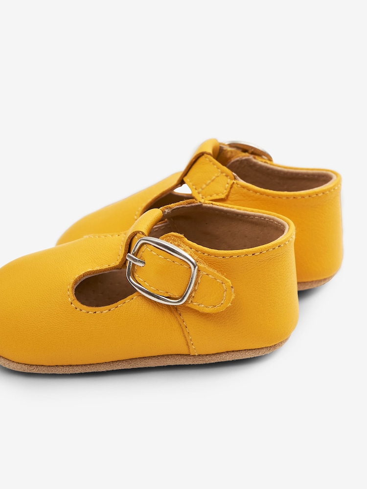 JoJo Maman Bébé Mustard Yellow Leather Pre-Walker Shoes - Image 4 of 4
