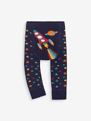 JoJo Maman Bébé Navy Rocket Extra Thick Baby Leggings - Image 1 of 1