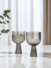 Lipsy 2 Pack Smoke Grey Honeycomb Wine Glasses - Image 1 of 4