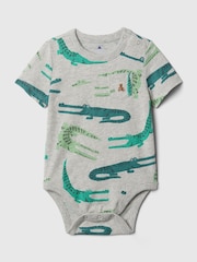 Gap Grey Croc Cotton Graphic Short Sleeve Pocket Bodysuit (Newborn-5yrs) - Image 1 of 1
