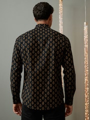 Black/Gold Tree Christmas Printed Long Sleeve Shirt - Image 3 of 9