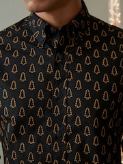 Black/Gold Tree Christmas Printed Long Sleeve Shirt - Image 5 of 9