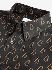 Black/Gold Tree Christmas Printed Long Sleeve Shirt - Image 8 of 9