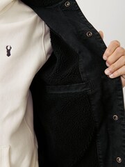 Black Borg Collar Denim Jacket - Image 4 of 5