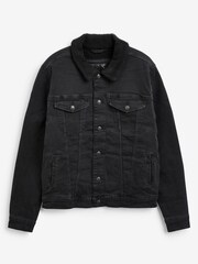 Black Borg Collar Denim Jacket - Image 5 of 5
