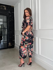 Girl In Mind Black Petite Trixie Angel Sleeve Culotte Jumpsuit - Image 2 of 4