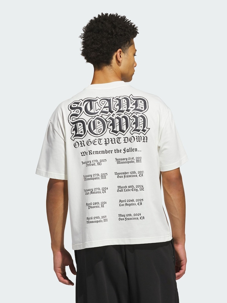 adidas White Anthony Edwards Stand Down T-Shirt - Image 2 of 5 adidas White Anthony Edwards Stand Down T-Shirt - Image 2 of 5