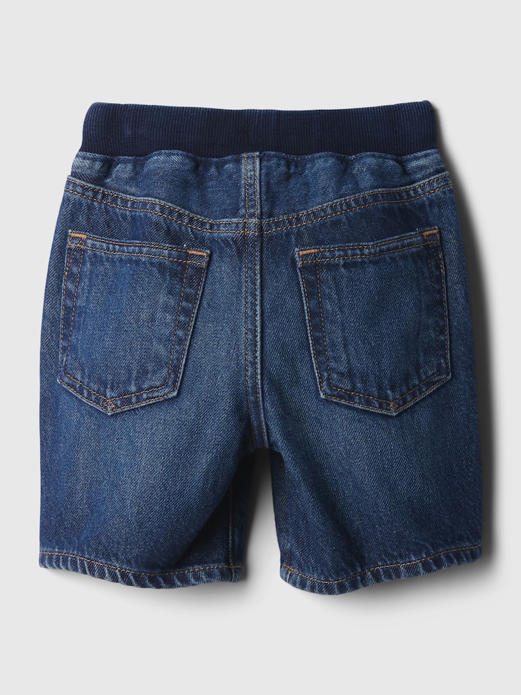 Buy Gap Navy Blue Dark Wash Denim Rib Waist Baby Pull On Shorts