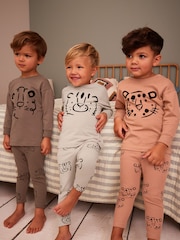 Multi Animal Ribbed Legging Snuggle Pyjamas 3 Pack (9mths-8yrs) - Image 1 of 11