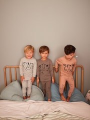 Multi Animal Ribbed Legging Snuggle Pyjamas 3 Pack (9mths-8yrs) - Image 2 of 11