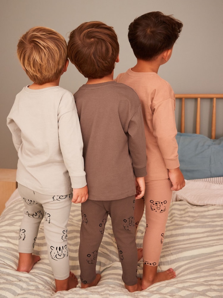 Multi Animal Ribbed Legging Snuggle Pyjamas 3 Pack (9mths-8yrs) - Image 3 of 11