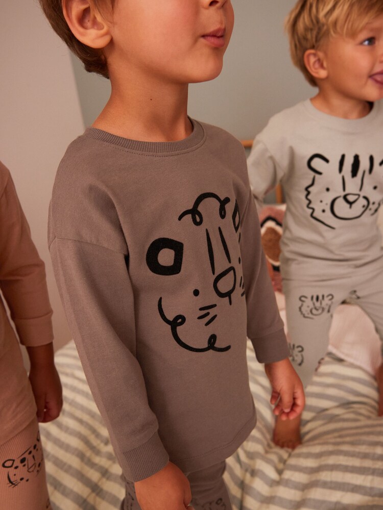 Multi Animal Ribbed Legging Snuggle Pyjamas 3 Pack (9mths-8yrs) - Image 4 of 11