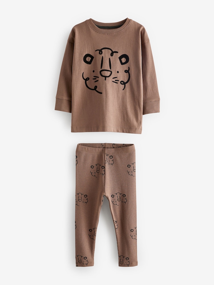 Multi Animal Ribbed Legging Snuggle Pyjamas 3 Pack (9mths-8yrs) - Image 7 of 11
