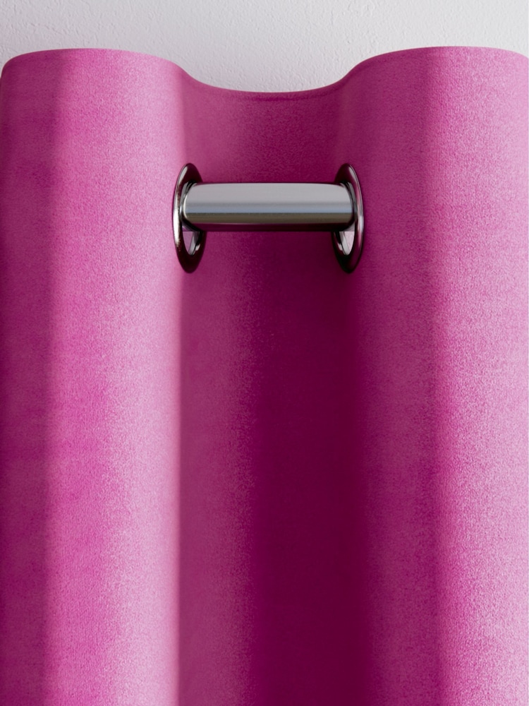 Pink Bright Matte Velvet Lined Curtains - Image 6 of 6