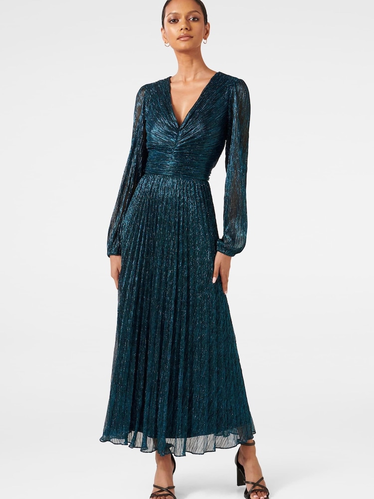 Forever New Green Brooklyn Petite Pleated Plisse Midi Dress - Image 1 of 4