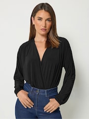 Long Tall Sally Black ITY Wrap Bodysuit - Image 1 of 6