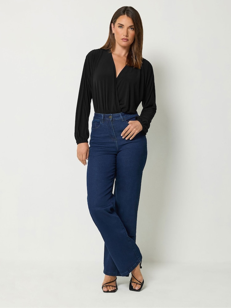 Long Tall Sally Black ITY Wrap Bodysuit - Image 2 of 6 Long Tall Sally Black ITY Wrap Bodysuit - Image 2 of 6