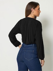 Long Tall Sally Black ITY Wrap Bodysuit - Image 3 of 6