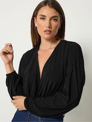 Long Tall Sally Black ITY Wrap Bodysuit - Image 4 of 6