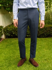 Bleu - Slim Fit (Slim Fit) - Pantalon de costume en laine texturée - Image 1 de 10