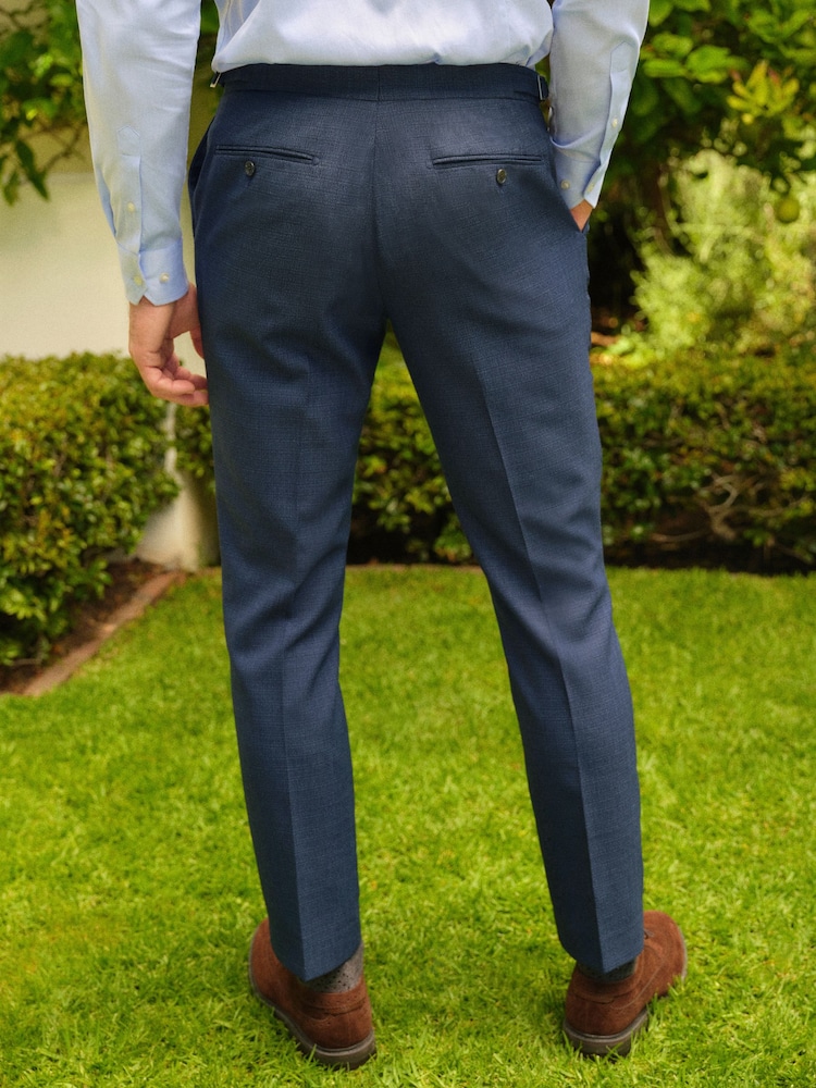 Bleu - Slim Fit (Slim Fit) - Pantalon de costume en laine texturée - Image 3 of 10