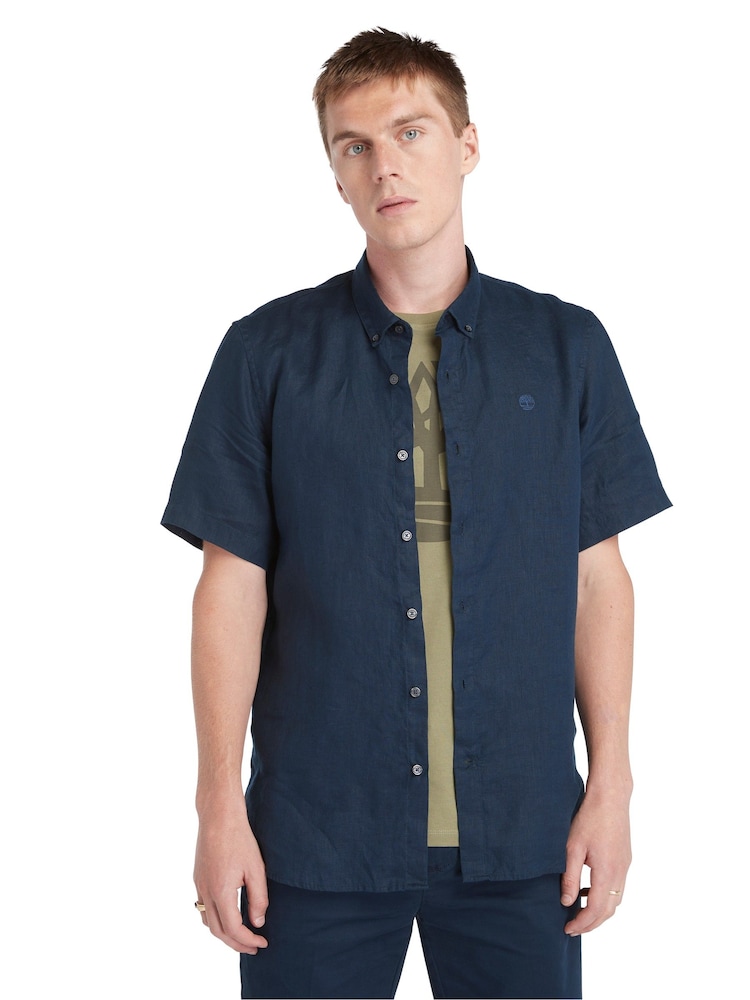 Timberland Blue Mill Brook 100% Linen Short Sleeve Shirt - Image 1 of 5 Timberland Blue Mill Brook 100% Linen Short Sleeve Shirt - Image 1 of 5