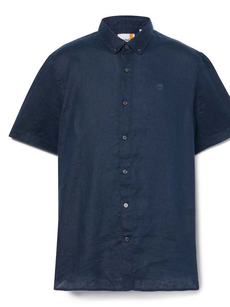 Timberland Blue Mill Brook 100% Linen Short Sleeve Shirt - Image 5 of 5