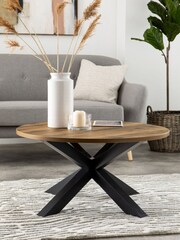 Dark Bronx Oak Effect Round Coffee Table - Image 1 of 6