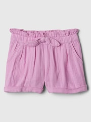 Rosa - Gap Shorts aus Baumwolle in Knitteroptik zum Hineinschlüpfen mit Schleife - Bild 1 von 1