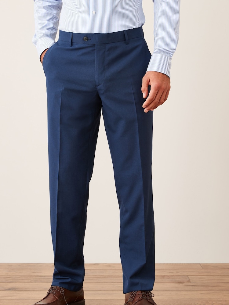 Bright Blue Tailored Wool Mix Textured Suit: Trousers - Image 1 of 2