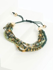 Green Beaded Multi Row Pully Bracelet - Image 3 of 4