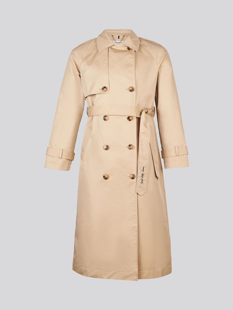 U.S. Polo Assn Cream Double Breasted Belted Trench Coat - Image 1 of 6 U.S. Polo Assn Cream Double Breasted Belted Trench Coat - Image 1 of 6