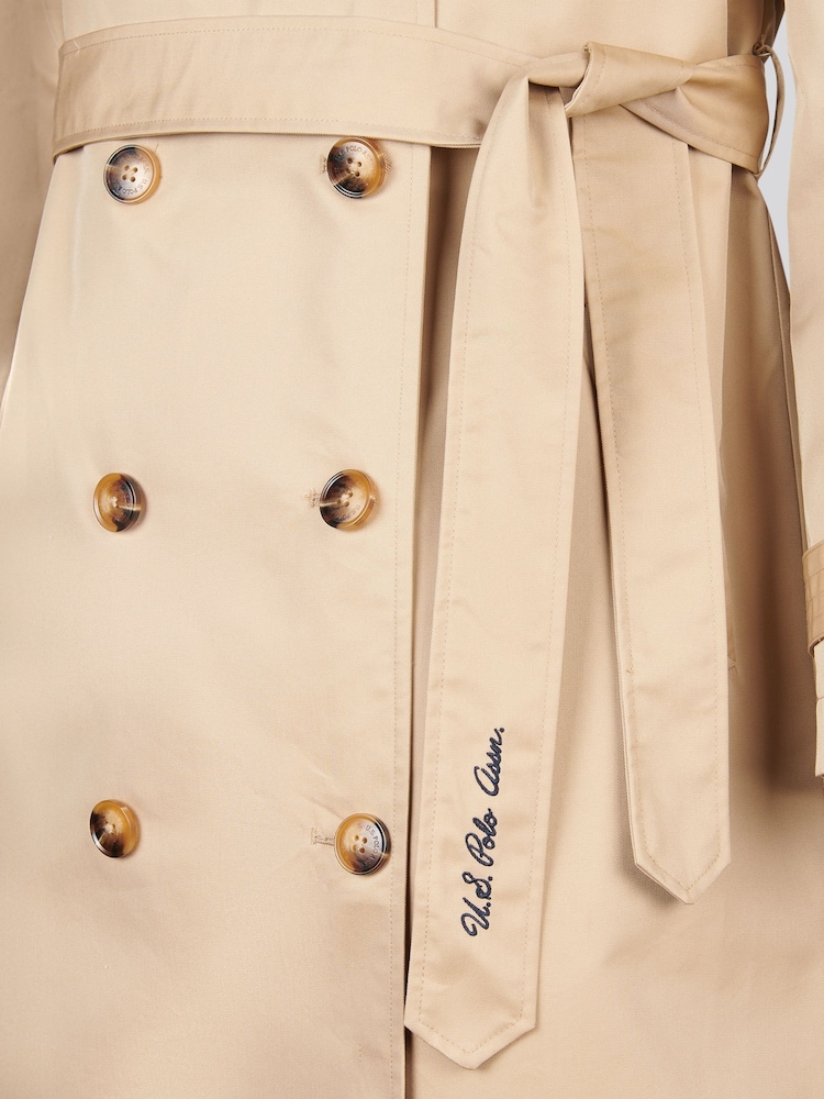 U.S. Polo Assn Cream Double Breasted Belted Trench Coat - Image 6 of 6 U.S. Polo Assn Cream Double Breasted Belted Trench Coat - Image 6 of 6