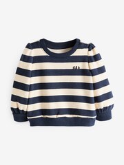 Gap Blue/White Stripe Logo Long Sleeve Crew Neck Jumper (6mths-5yrs) - Image 1 of 4