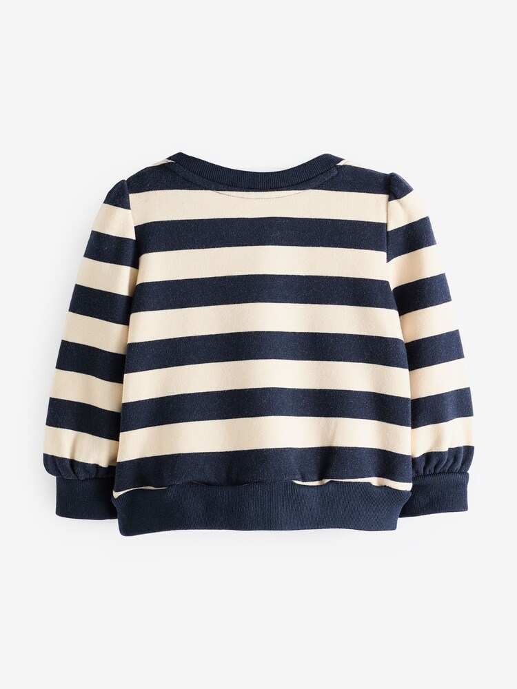 Gap Blue/White Stripe Logo Long Sleeve Crew Neck Jumper (6mths-5yrs) - Image 2 of 4
